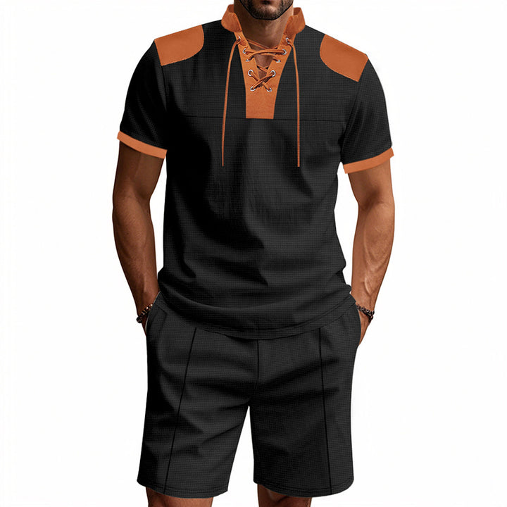 Herren lässiges Sport-Set mit dezenten Kontrastdetails und funktionalem Kragen Echoarchiv