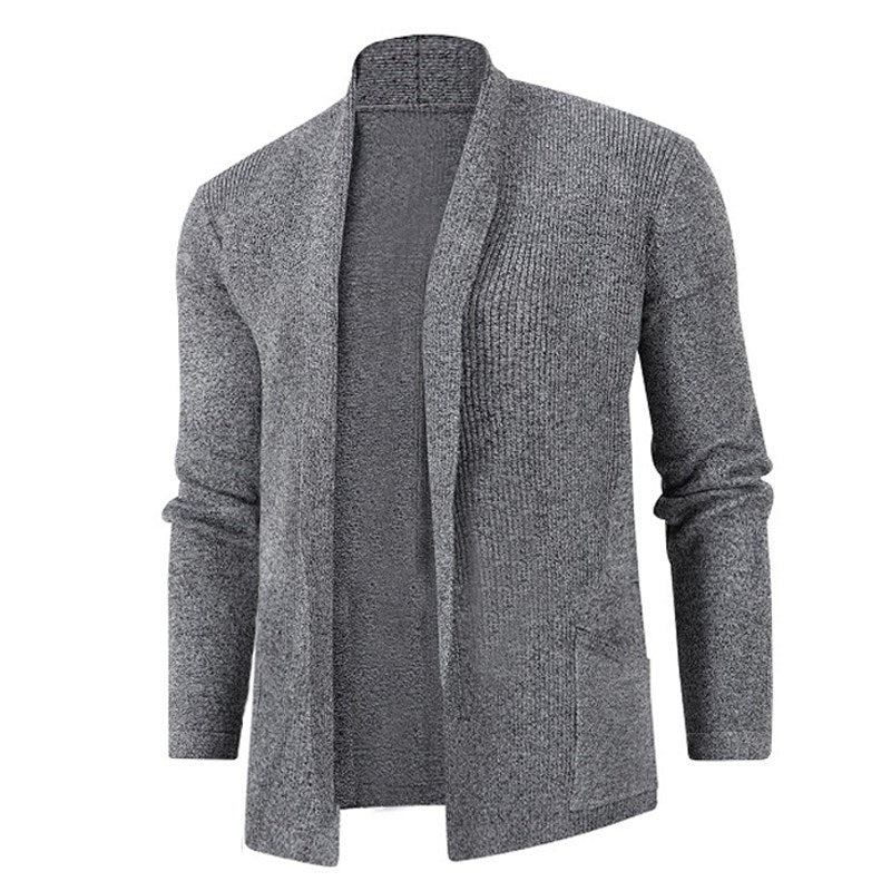 Herren modische Strickjacke mit offenem Schnitt und praktischen Taschen Echoarchiv