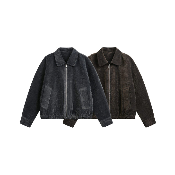 Unisex Boxy-Bomberjacke mit Hemdkragen, Frontreißverschluss und aufgesetzten Pattentaschen Echoarchiv