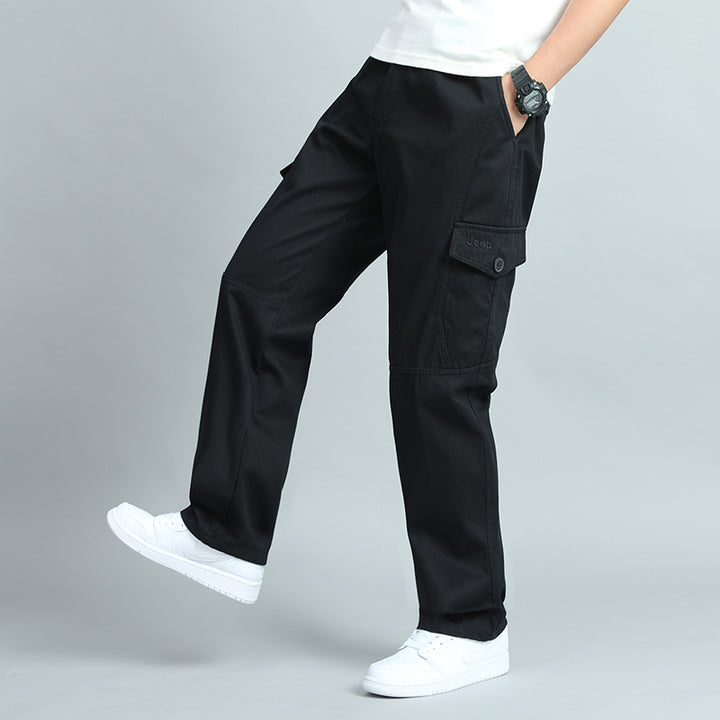 Herren Robuste Canvas-Cargohose mit geradem Bein, Knieabnähern & Klappentaschen Echo Archiv