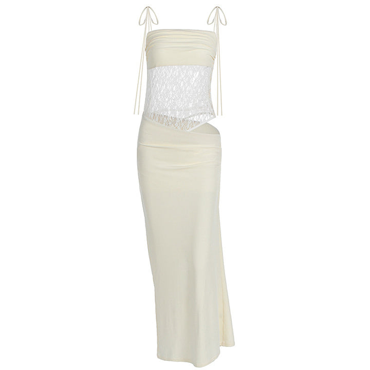 Damen elegantes Wickelmaxikleid mit transparenten Einsätzen und feinen Details Echo Archiv