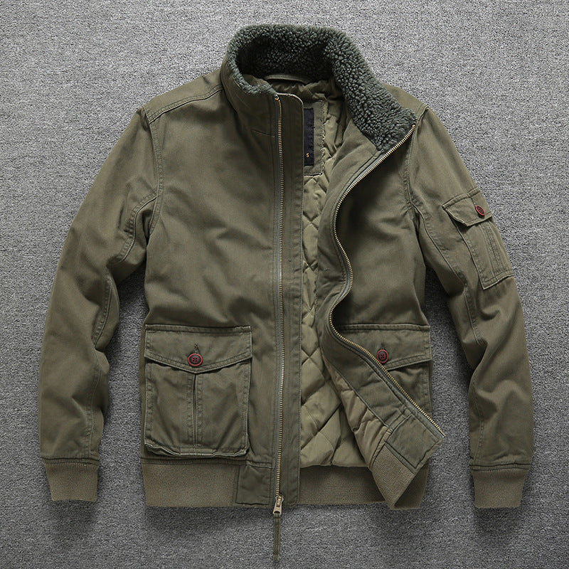 Herren Gefütterte Utility-Fieldjacke mit Teddykragen und Mehrfachtaschen Echoarchiv
