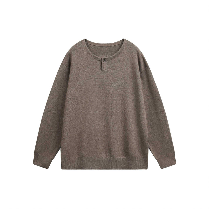 Damen Oversize-Strickpullover mit Knopfdetail am Rundhalsausschnitt Echoarchiv