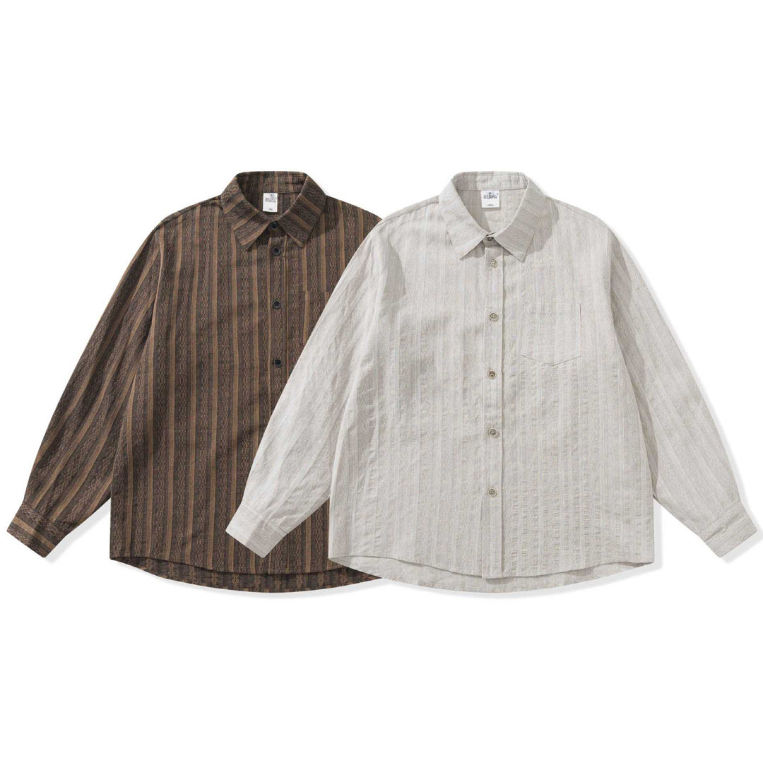 Unisex Lockeres Overshirt aus Leinenmischung mit Struktur und Brusttasche Echoarchiv