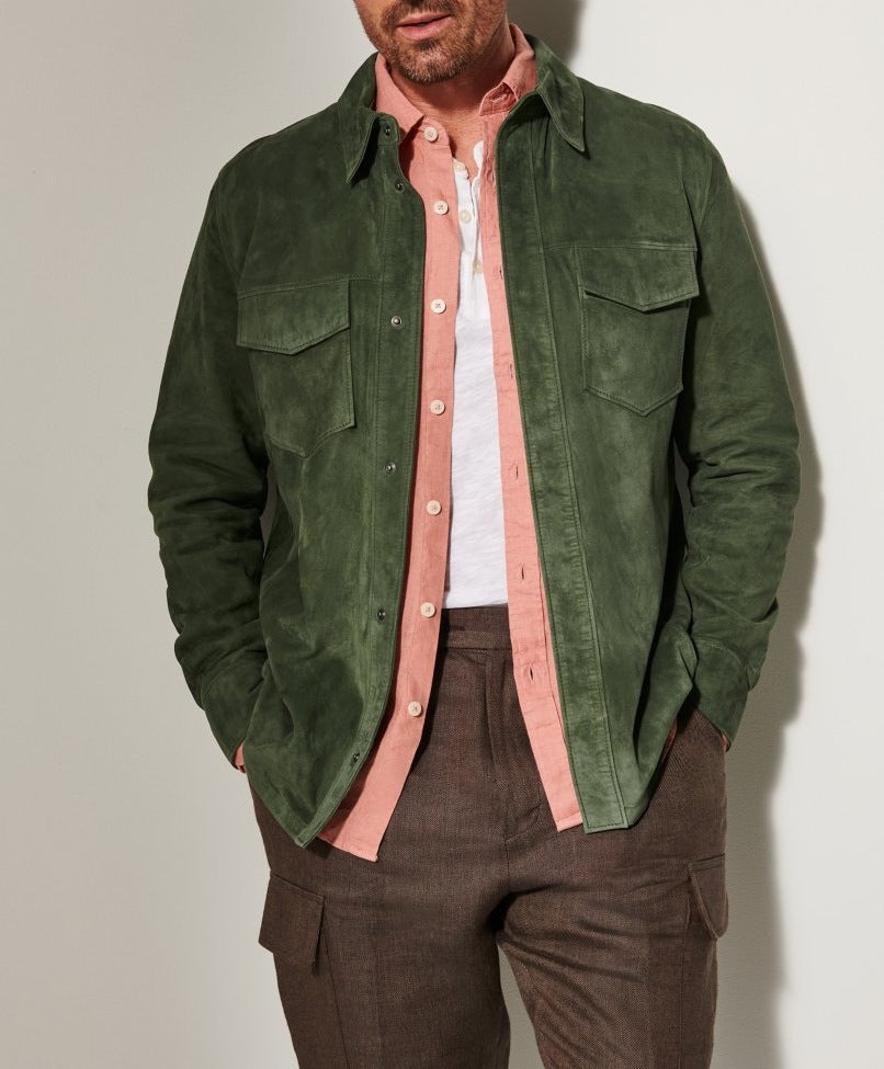 Herren hochwertige Wildlederjacke im klassischen Design Echoarchiv