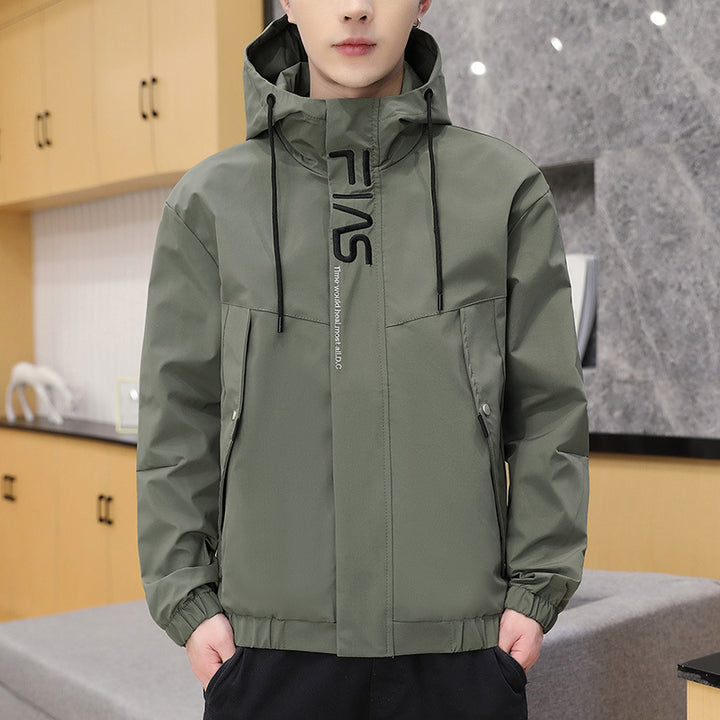 Herren leichte wind- und wasserabweisende Kapuzen-Utility-Jacke mit verdecktem Reißverschluss Echoarchiv