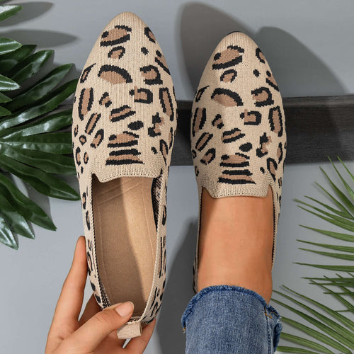 Damen nan gestrickter Slip-On Loafer mit Leo-Jacquard, gepolstertem Komfortfußbett und rutschfester EVA-Sohle Echo Archiv