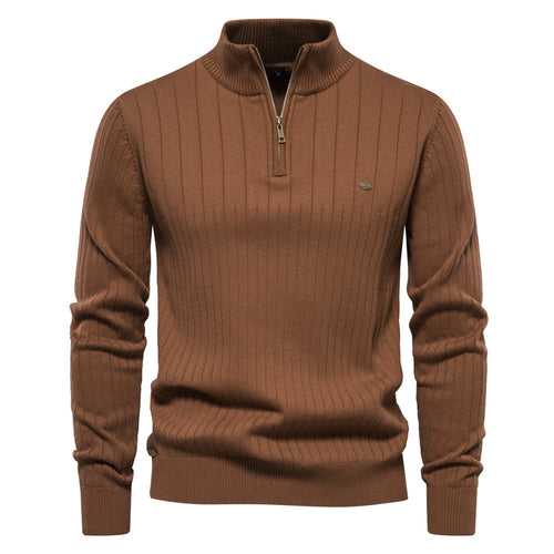 Herren Pullover mit eleganter Rippstruktur und halbem Reißverschluss Echoarchiv