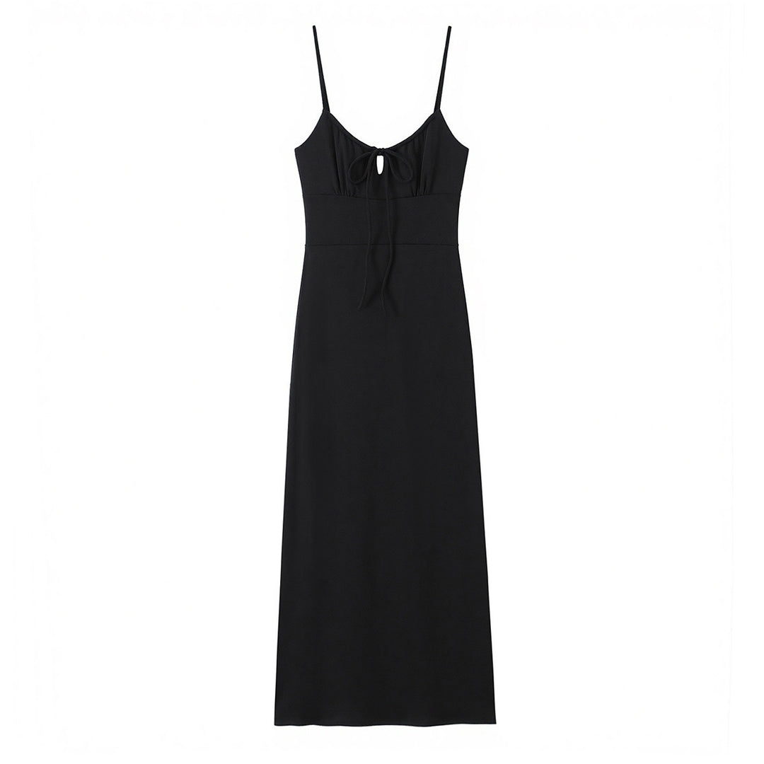 Damen Maxi-Kleid mit tiefem V-Ausschnitt und schmeichelndem Knoten-Design Echo Archiv
