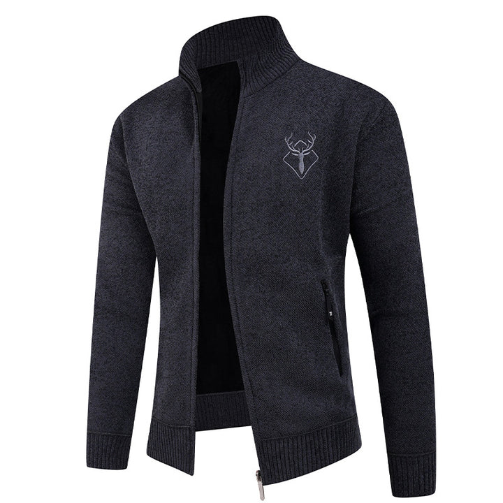 Herren Strickjacke mit hohem Kragen und praktischen Reißverschlusstaschen Echoarchiv
