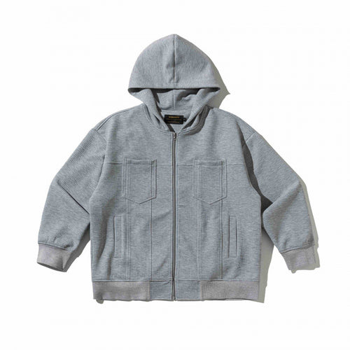 Unisex Oversize Kapuzen‑Zipjacke aus Waffelstrick mit Brust‑ und Eingrifftaschen Echo Archiv