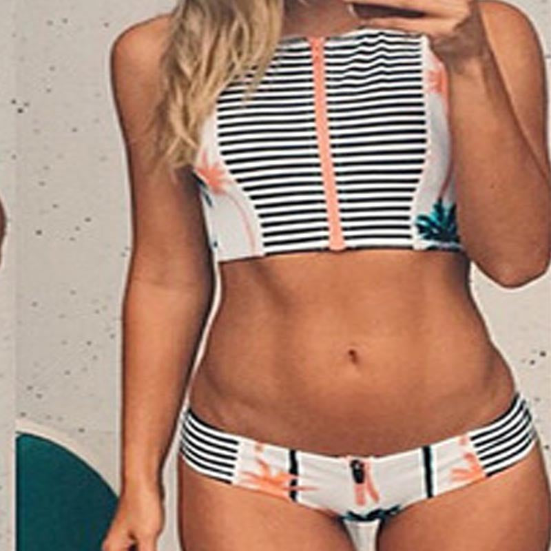 Damen Cropped Badeset mit asymmetrischem Reißverschluss Echo Archiv