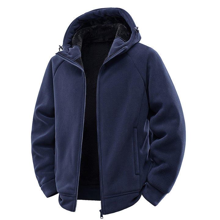 Herren Teddygefütterte Fleece‑Kapuzenjacke mit Thermofutter, durchgehendem Reißverschluss & Eingrifftaschen Echoarchiv