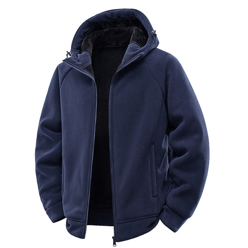 Herren Teddygefütterte Fleece‑Kapuzenjacke mit Thermofutter, durchgehendem Reißverschluss & Eingrifftaschen Echoarchiv