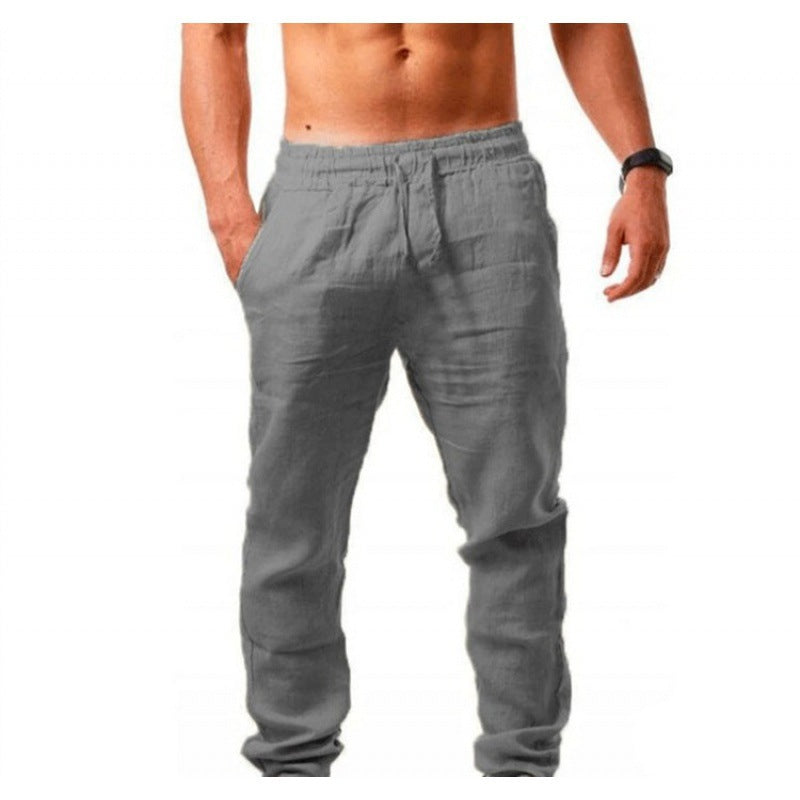 Herren Luftige Leinenhose mit elastischem Bund und seitlichen Eingrifftaschen Echoarchiv
