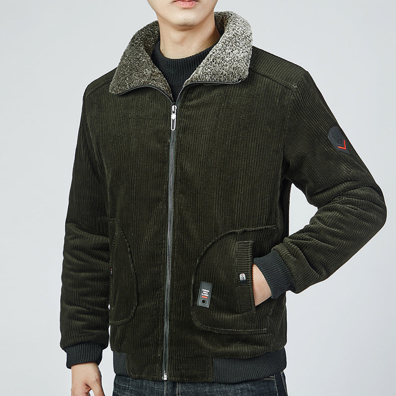 Herren Cord-Bomberblouson mit Sherpa-Kragen, Thermo-Futter und Utility-Taschen Echoarchiv