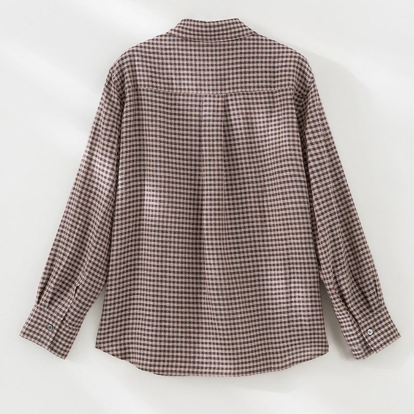 Damen Karierte Oversize-Hemdenbluse mit durchgehender Knopfleiste Echoarchiv