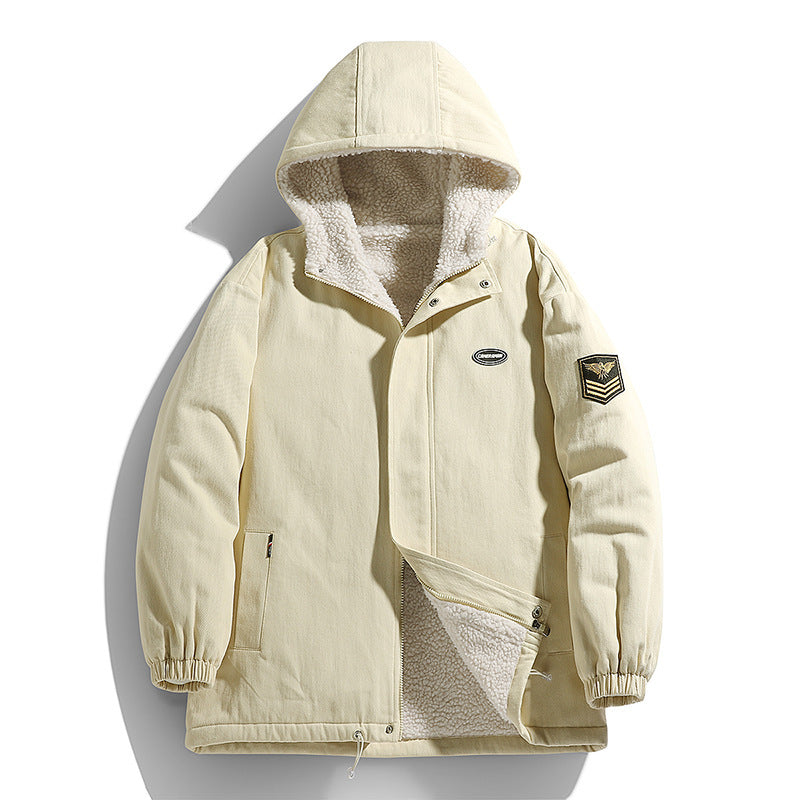 Herren Kapuzen-Canvasparka mit Teddyfleece-Innenfutter und Military‑Patch Echoarchiv