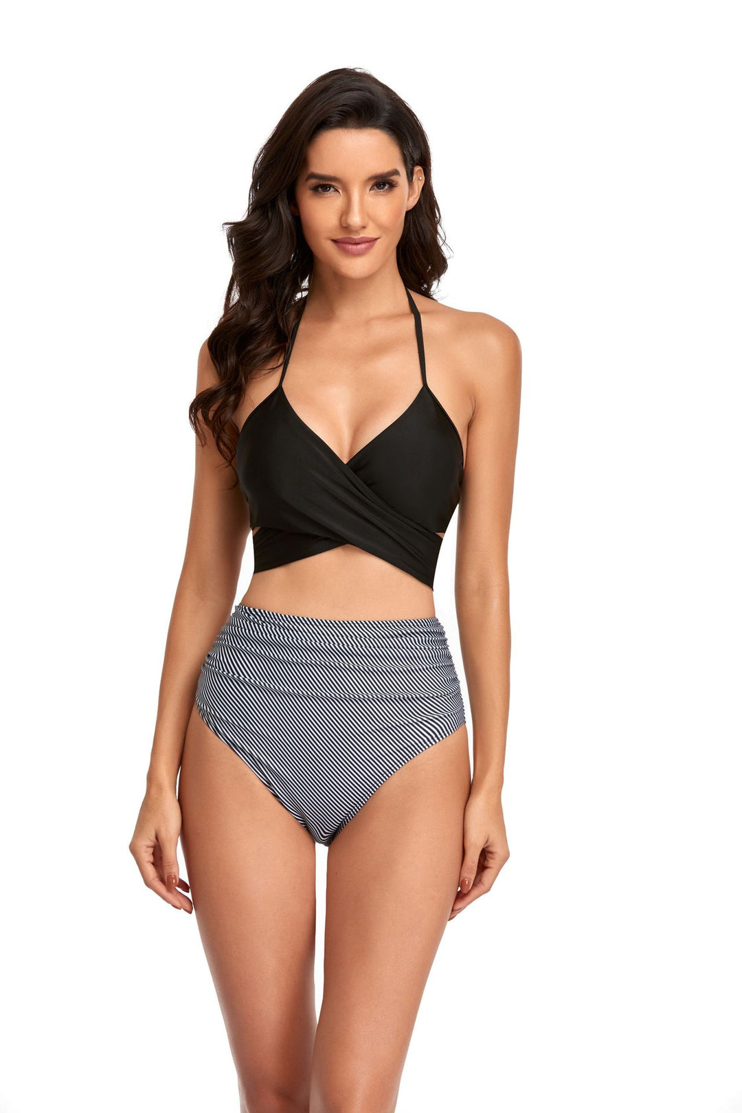 Damen Hochgeschnittener Bikini mit Wickeloberteil und floralen Mustern Echo Archiv