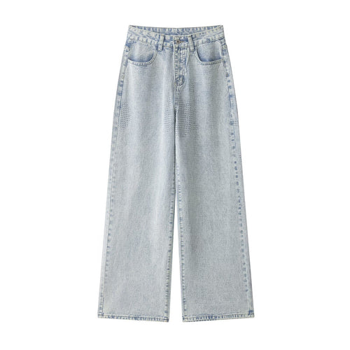 Damen Weite hochtaillierte Jeans mit weitem Bein und mikroperforiertem Muster Echo Archiv