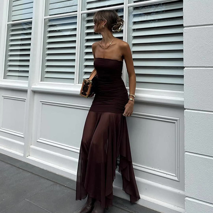 Damen Longdress mit raffinierten Falten und elegantem Chiffon-Einsatz Echo Archiv