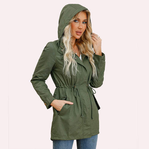 Damen nan leichter Parka mit Kapuze, Kordelzug und verdecktem Reißverschluss Echo Archiv