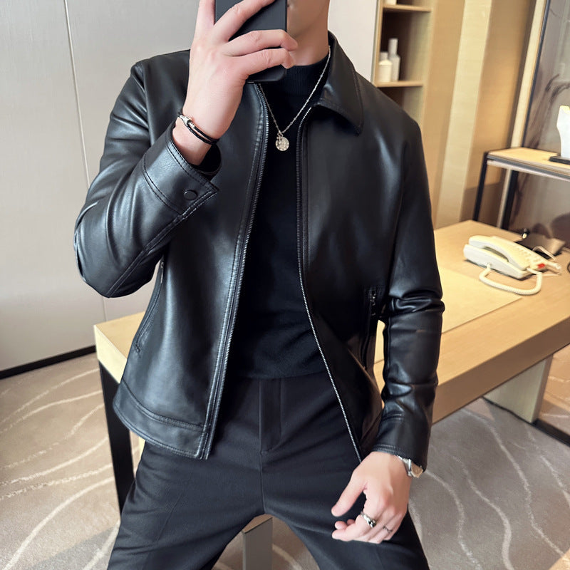 Herren Modische Kunstlederjacke mit klassischem Schnitt Echo Archiv