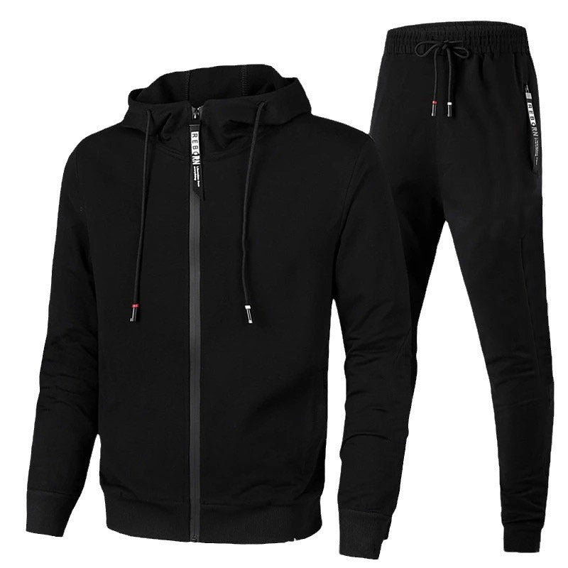 Herren zweiteiliges Trainingsset mit durchgehendem Reißverschluss Hoodie, Kordelzug und schmal zulaufender Jogginghose – Marzano
