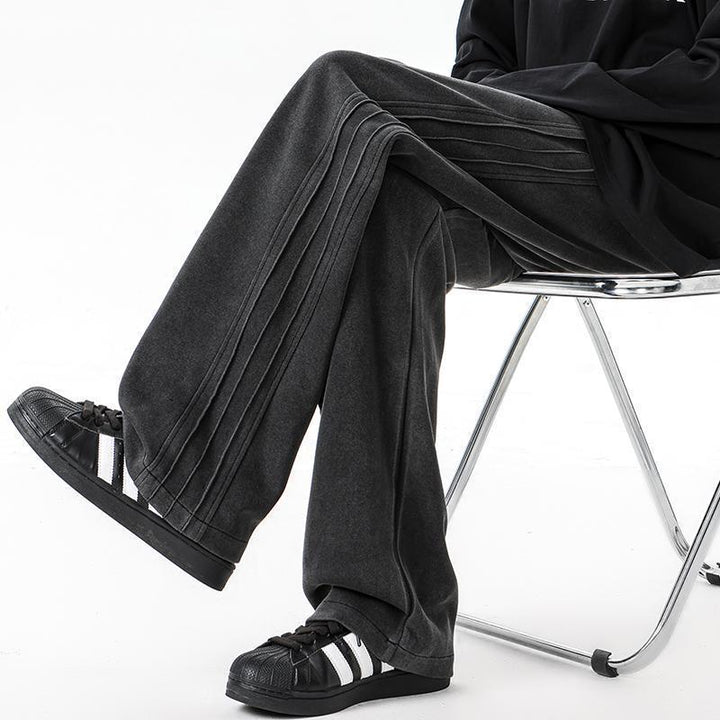 Herren weite Samt-Relaxhose mit Kordelzug und betonten Seitennähten – Sorevano