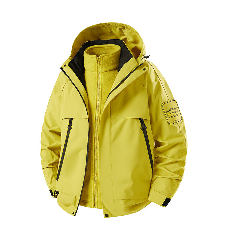 Herren dreiteilige wasserdichte Outdoor-Jacke mit abnehmbarer Kapuze und Fleece-Innenjacke Echoarchiv