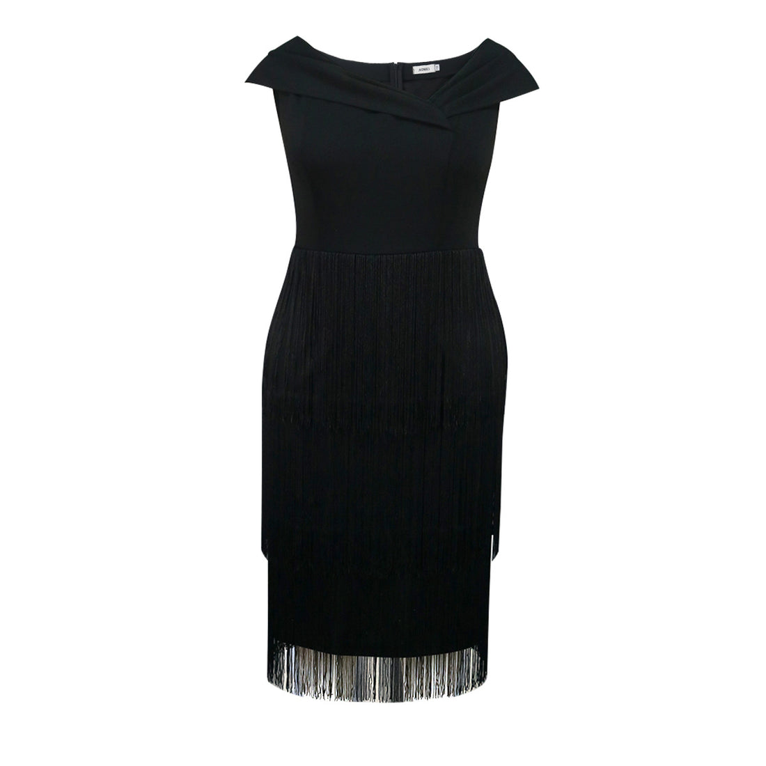 Damen elegantes Kleid mit Fransen-Detail – Élara