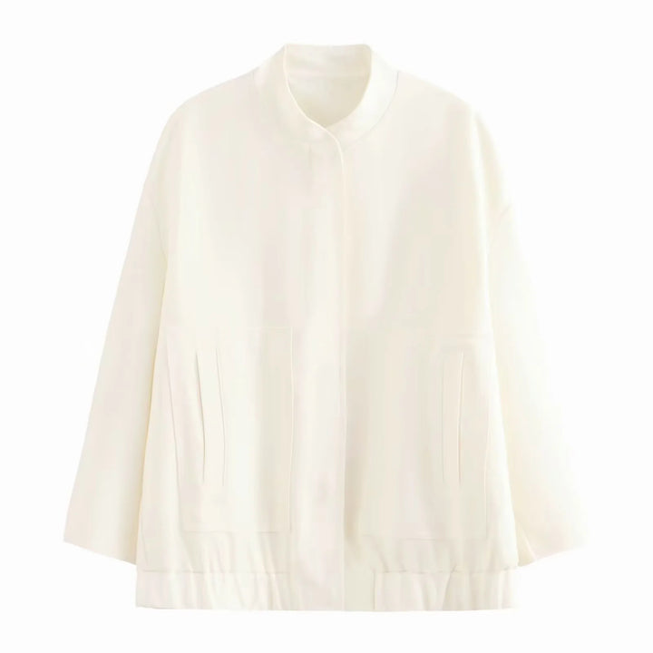 Damen nan oversized Blousonjacke mit Stehkragen, verdeckter Frontleiste und elastischem Bund Echo Archiv