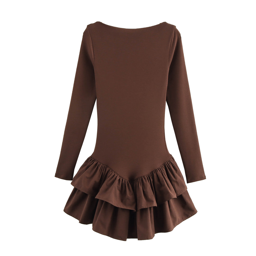 Damen Figurbetontes Minikleid mit Stufenvolants und U‑Boot‑Ausschnitt Echo Archiv