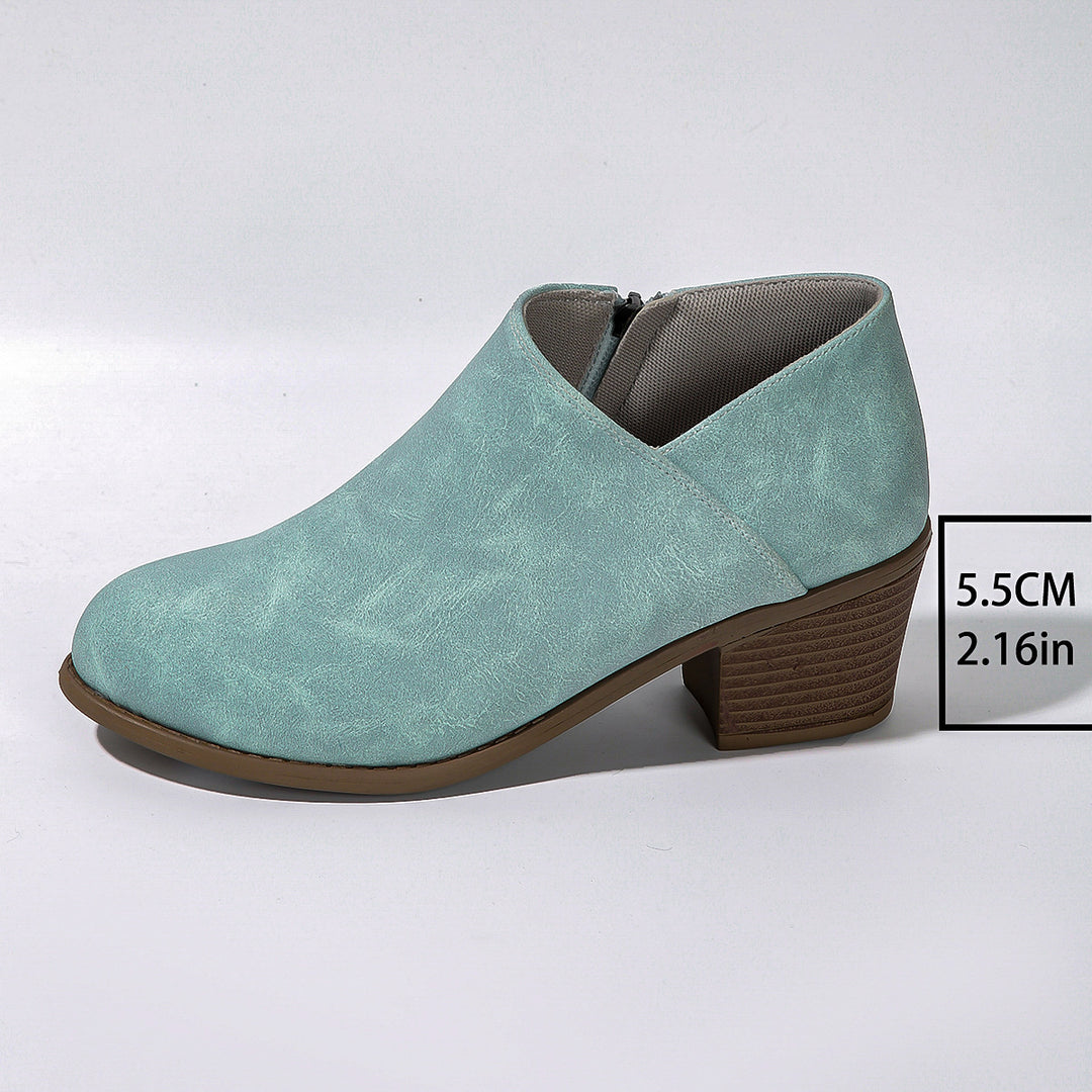 Damen kurze Stiefelette mit seitlichem Reißverschluss gepolstertem Komfortfußbett und stabilem Blockabsatz Echo Archiv