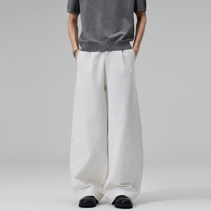 Herren Ultraweite Baumwoll‑Twill‑Hose mit Bundfalte und Palazzo‑Silhouette Echo Archiv
