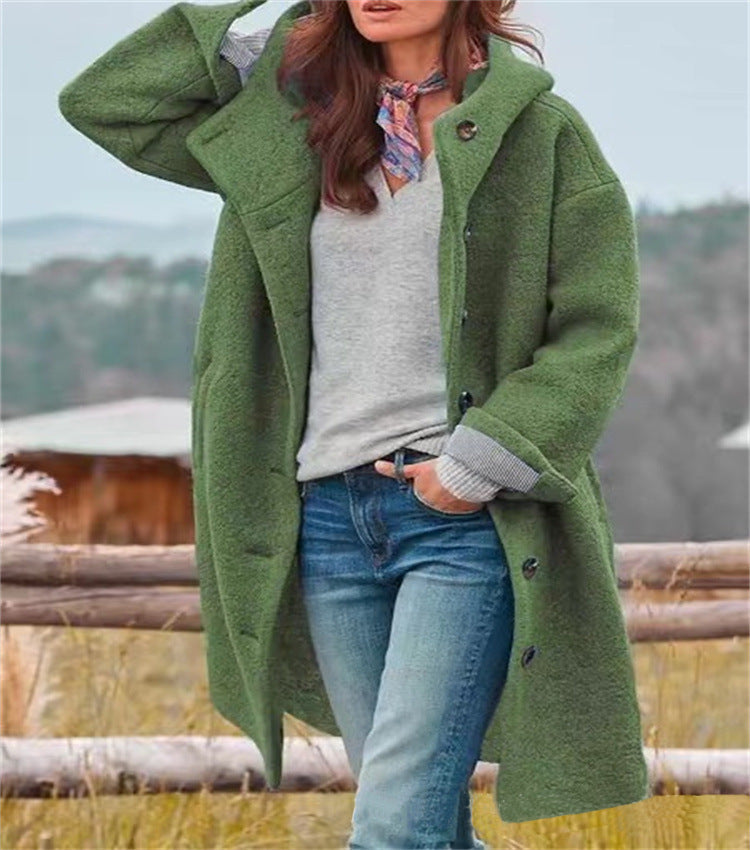 Damen Lange Wolle-Mix Jacke mit weichem Innenfutter und praktischen Taschen Echoarchiv