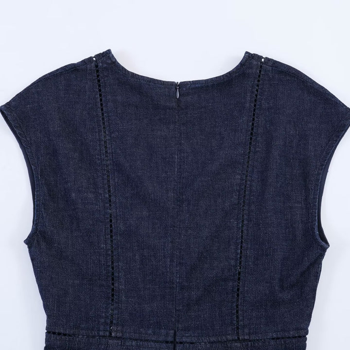 Damen Denim Maxikleid mit elegantem V-Ausschnitt und figurformender Silhouette Echo Archiv