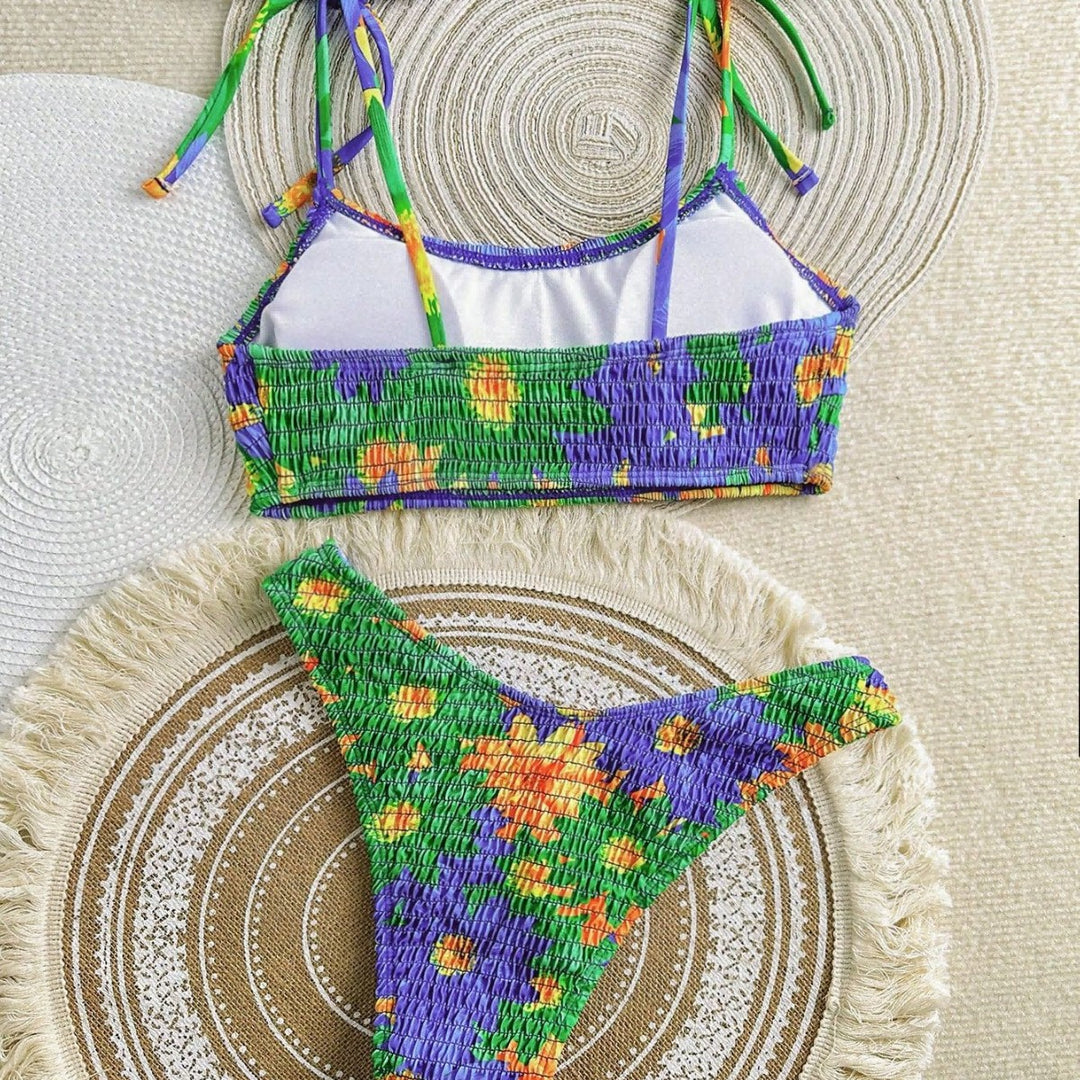 Damen Buntes Blumenmuster Bikini Set Echo Archiv