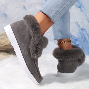Damen Gefütterte Hausstiefel mit Kunstfell-Kragen und rutschfester Gummisohle Echo Archiv