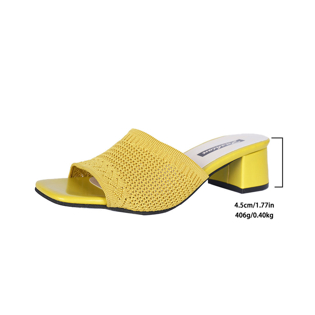 Damen nan luftige Strick-Slipper mit quadratischer Zehenform gepolstertem Komfortfußbett und mittelhohem Blockabsatz Echo Archiv