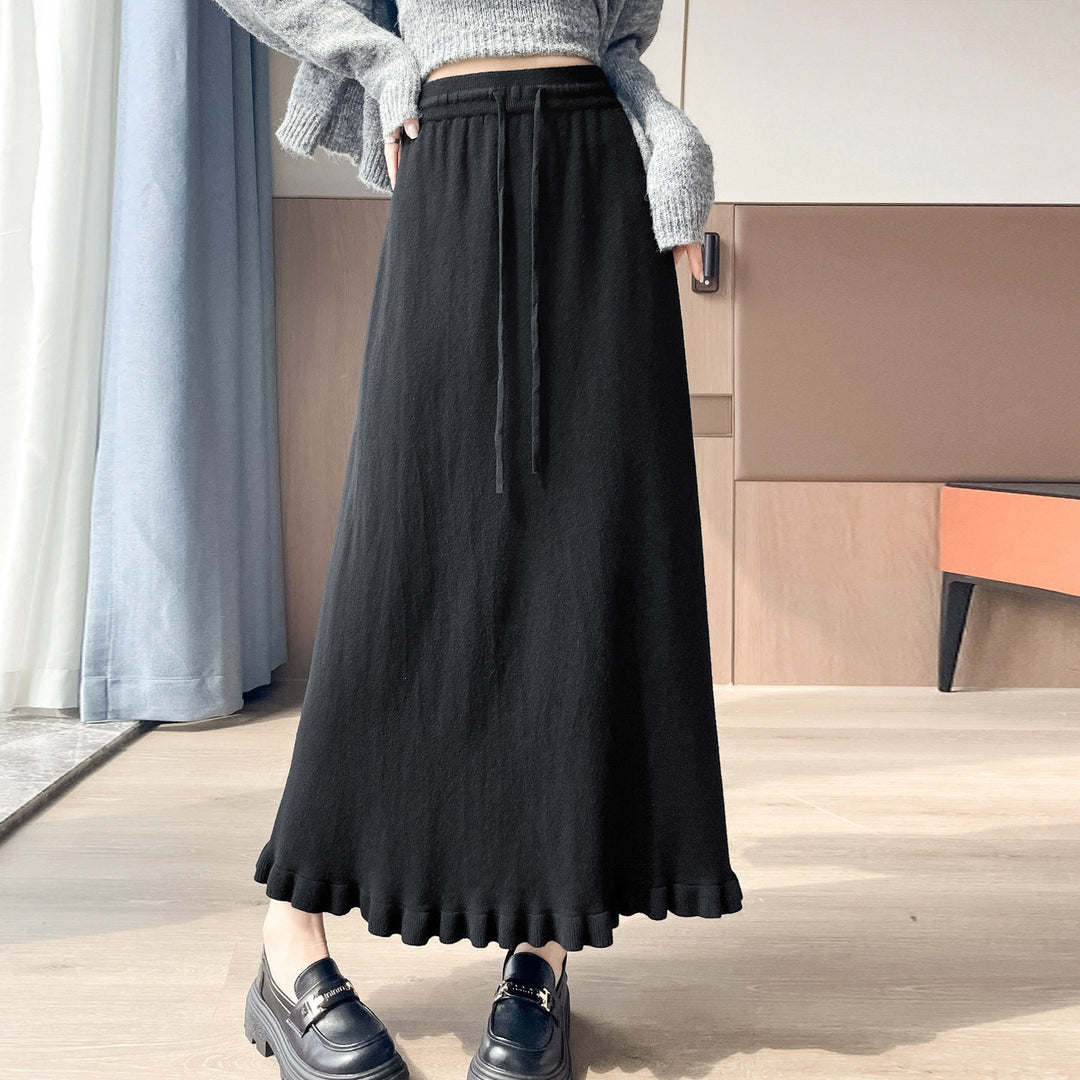 Damen Eleganter und fließender Maxirock mit Volantabschluss Echo Archiv