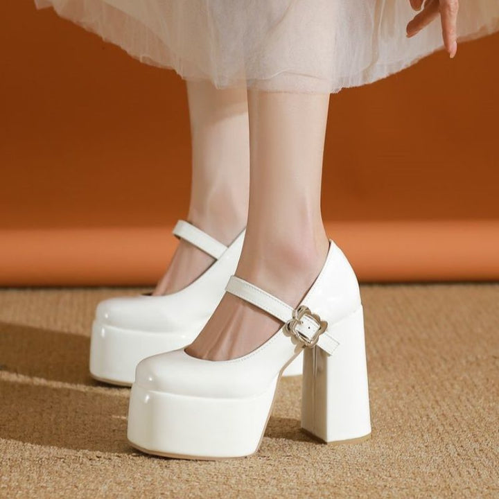 Damen Plateau-Mary-Jane Pumps mit hoher Plattform und sculpted Blockabsatz – Lioré