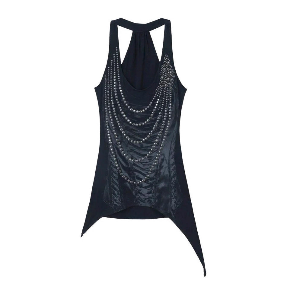 Damen Glitzerndes Tanktop mit asymmetrischem Schnitt Echo Archiv