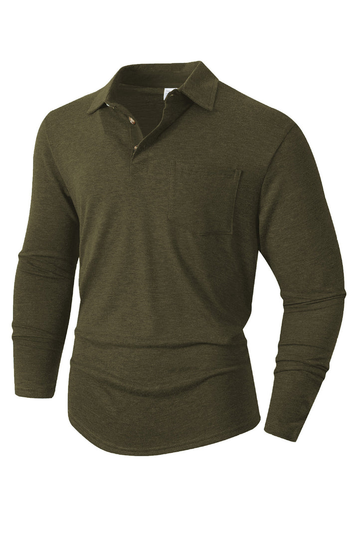 Herren elegantes Langarm Poloshirt mit modernem Kragen und leichtem Stretch Echoarchiv