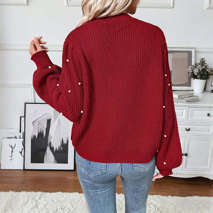 Damen Stilvolle Strickjacke mit Perlendetails Echo Archiv
