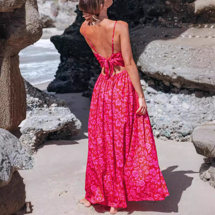 Damen Maxikleid mit raffiniertem Knotendesign und floralem Muster Echo Archiv