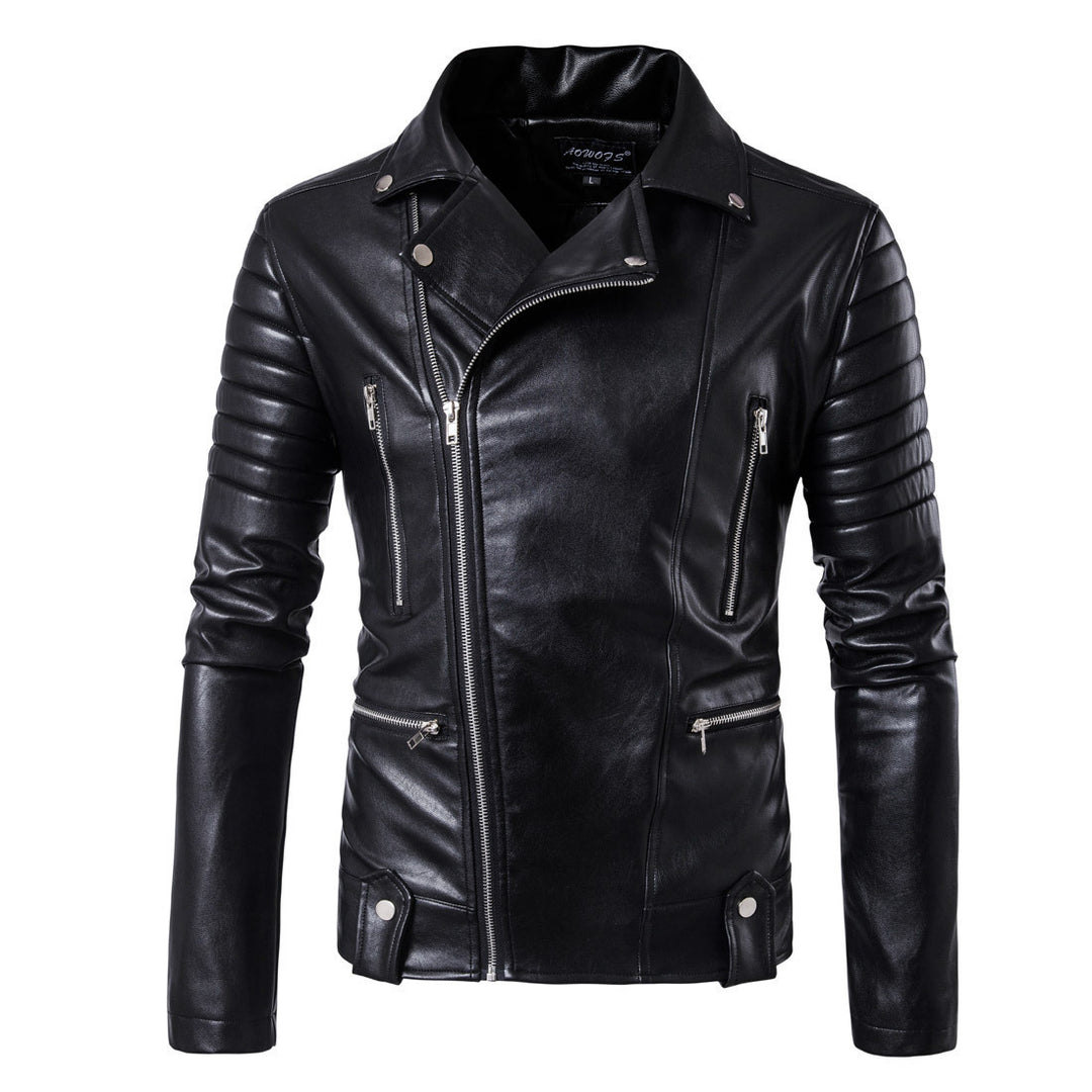Herren Bikerjacke aus hochwertigem Leder mit innovativen Steppdetails Echoarchiv