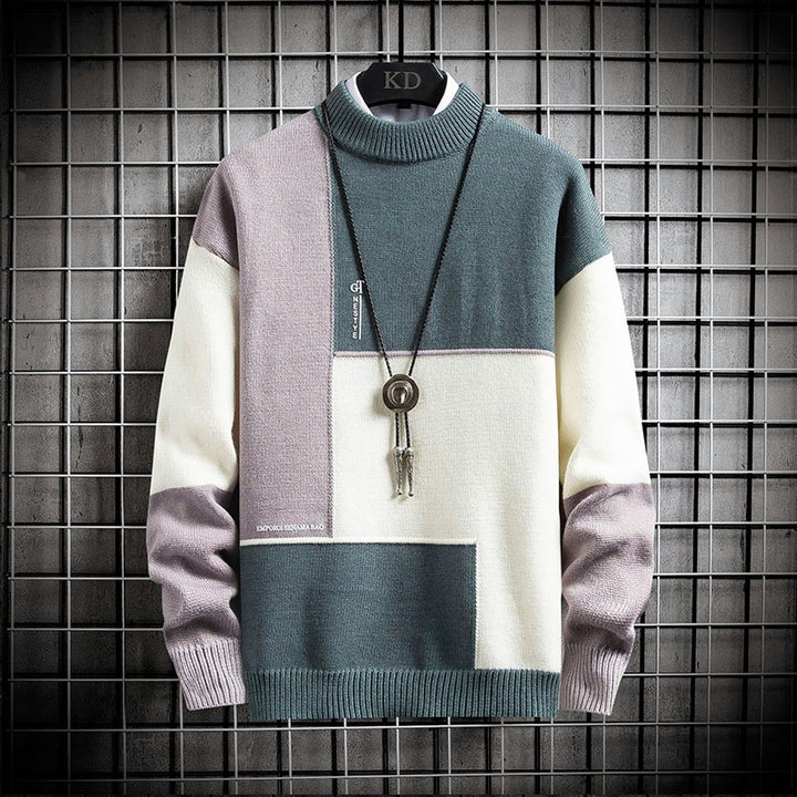 Herren nan blockfarbiger Oversize-Feinstrickpullover mit Stehkragen und gerippten Bündchen Echo Archiv