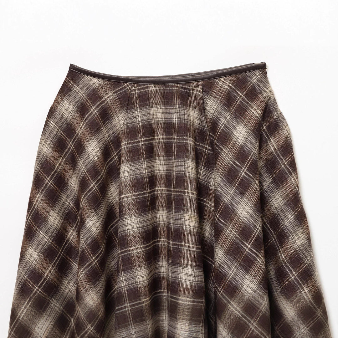 Damen nan ausgestellter Midirock mit Karomuster, hoher Taille und Lederimitatbund Echo Archiv