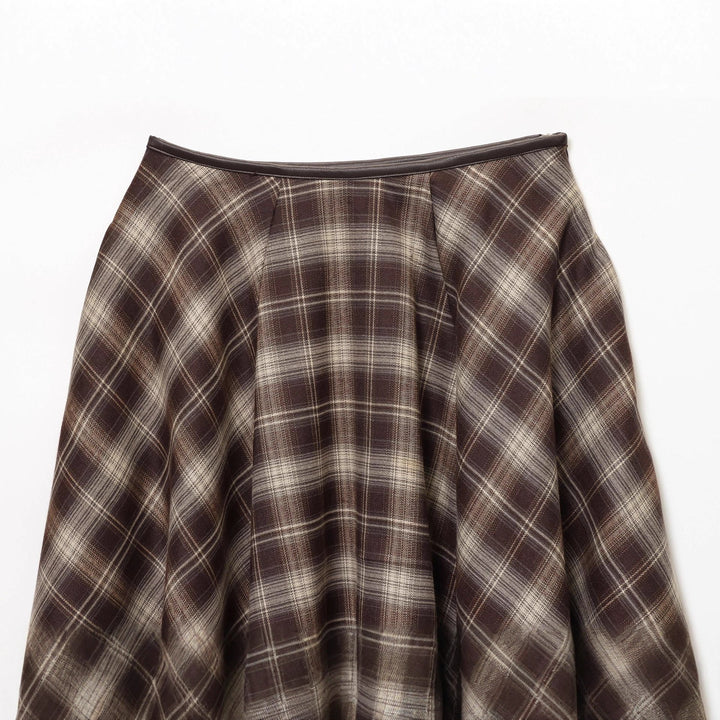 Damen nan ausgestellter Midirock mit Karomuster, hoher Taille und Lederimitatbund Echo Archiv